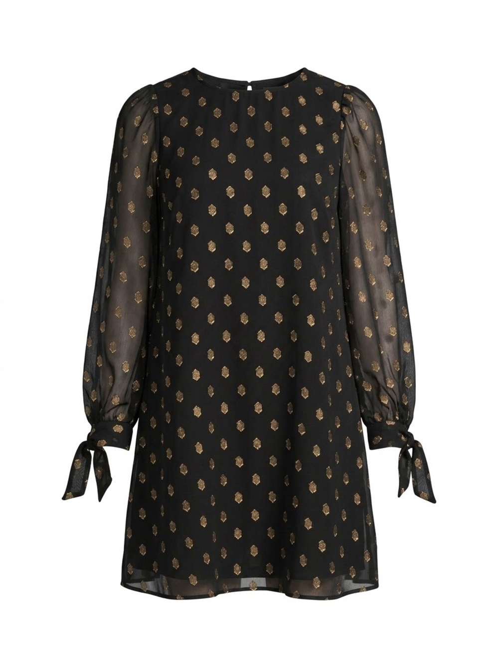 Calvin Klein Green Shift Dress with Gold Dot Motif
